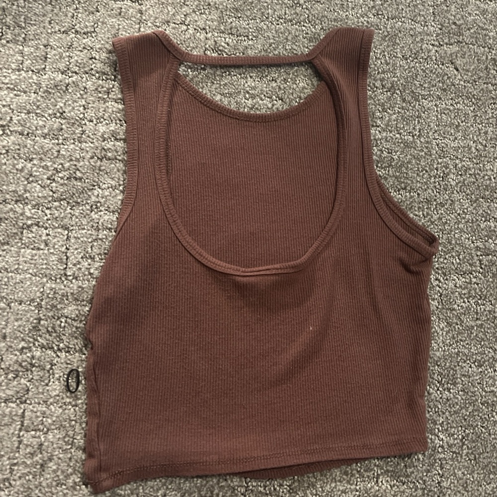 Chocolate Brown Ribbed Tank Top